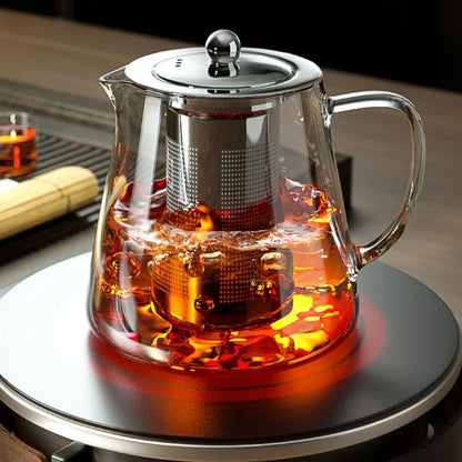 450/1300ML Arshen Filterable Heat-resistant Glass Teapot With 304 Stainless Steel filter Can Heated on Fire Clear Glass Teapot