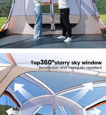 330x210x185cm Person 2 Room Family Tent Large Double Layer Camping Tent with Sun Mosquito Protection Waterproof Privacy Shelter