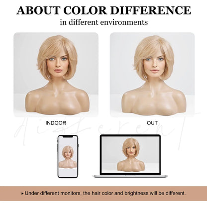 Hand-Tied Lace Front Wig Ombre Blonde Remy 100% Human Hair Wigs Natural Layered Bob HD Transparent Lace Frontal Hairs for Women