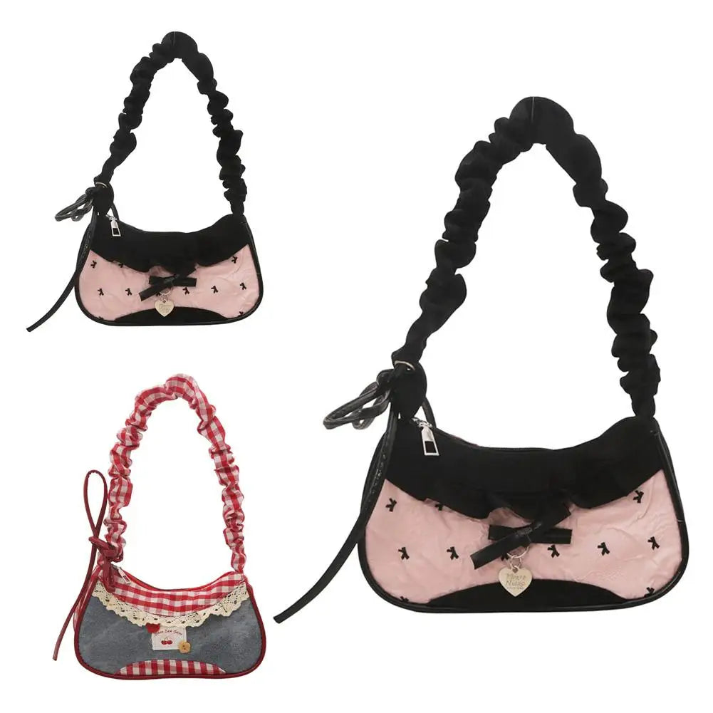 Fashion Grid Mini Handbags Adjustable Shoulder strap Korean Hand-held Commuting bag Single-shoulder Crossbody bag Underarm pouch