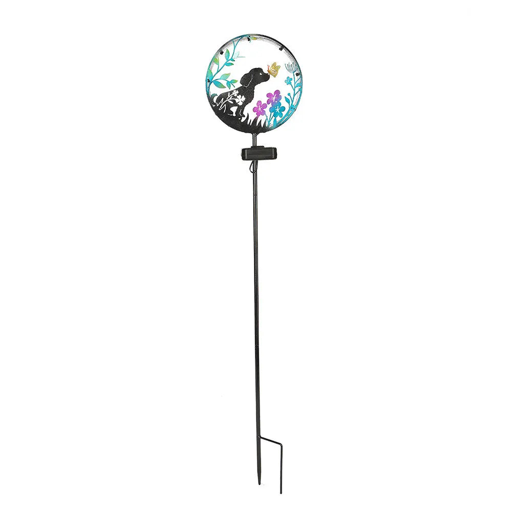 Solar Wrought Iron Cat Butterfly Ground Plug Lights, Outdoor Courtyard Projection, Lawn LampAtmosphere Decoration, Cross-Border