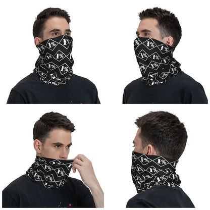 One Percenter 1% Bandana Neck Gaiter Printed Motorcycle Club Biker Wrap Scarf Multifunctional Headwear Outdoor Unisex Adult