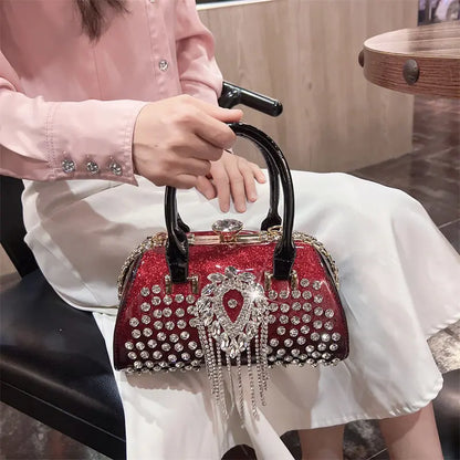 Fashion Diamonds Leather Women's Handbag Small Shoulder Cross-Body Bag New Elegant Evening Bag Portable Girls Party Dinner Bags