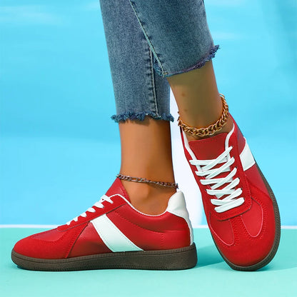 Comfort Flat Heel Non Slip Sneakers Women 2025 Autumn Mix Color Lace Up Sports Shoes Woman's Breathable Soft Sole Running Shoes