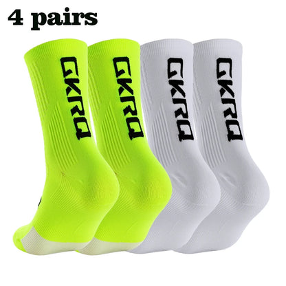 GKRQ 4pairs 2023 New Cycling Socks Bike Nurse Compression Road Bike Running Mtb Knee-high White Sports Funny Brand Black