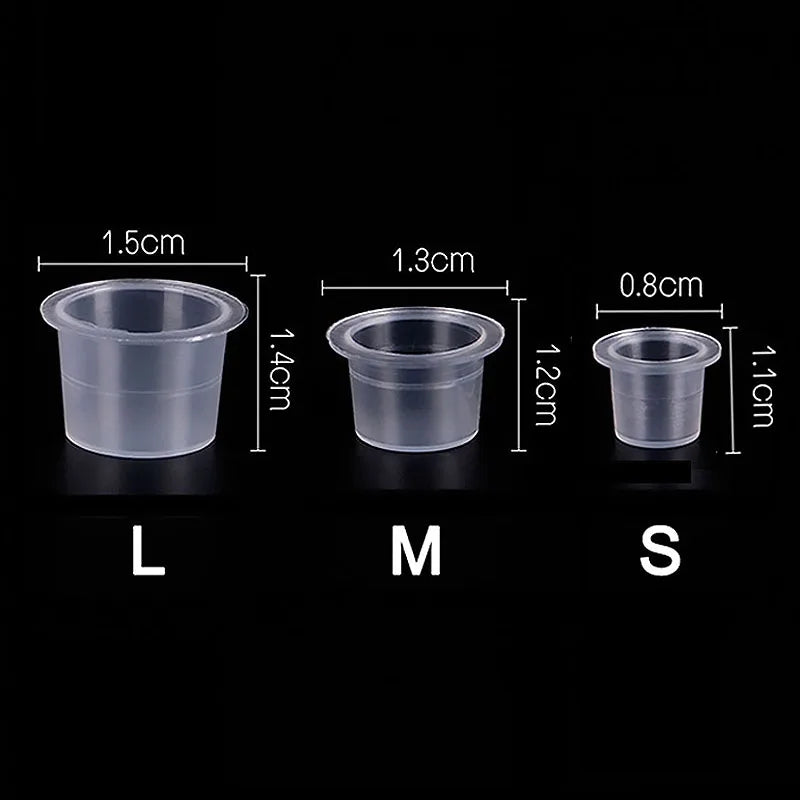 100pc S/M/L Plastic Microblading Disposable Tattoo Ink Cups Permanent Pigment Clear Container Cap Tattoo Accessory WSPJ04