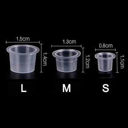 100pc S/M/L Plastic Microblading Disposable Tattoo Ink Cups Permanent Pigment Clear Container Cap Tattoo Accessory WSPJ04