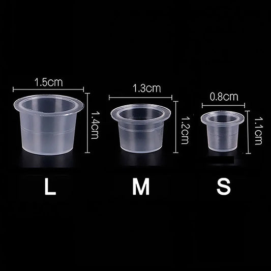 100pc S/M/L Plastic Microblading Disposable Tattoo Ink Cups Permanent Pigment Clear Container Cap Tattoo Accessory WSPJ04