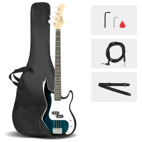 Electric Bass Guitar 4 Strings 20 Frets Electric Bass Set Electric Bass with Belt Cable and Wrench Tool