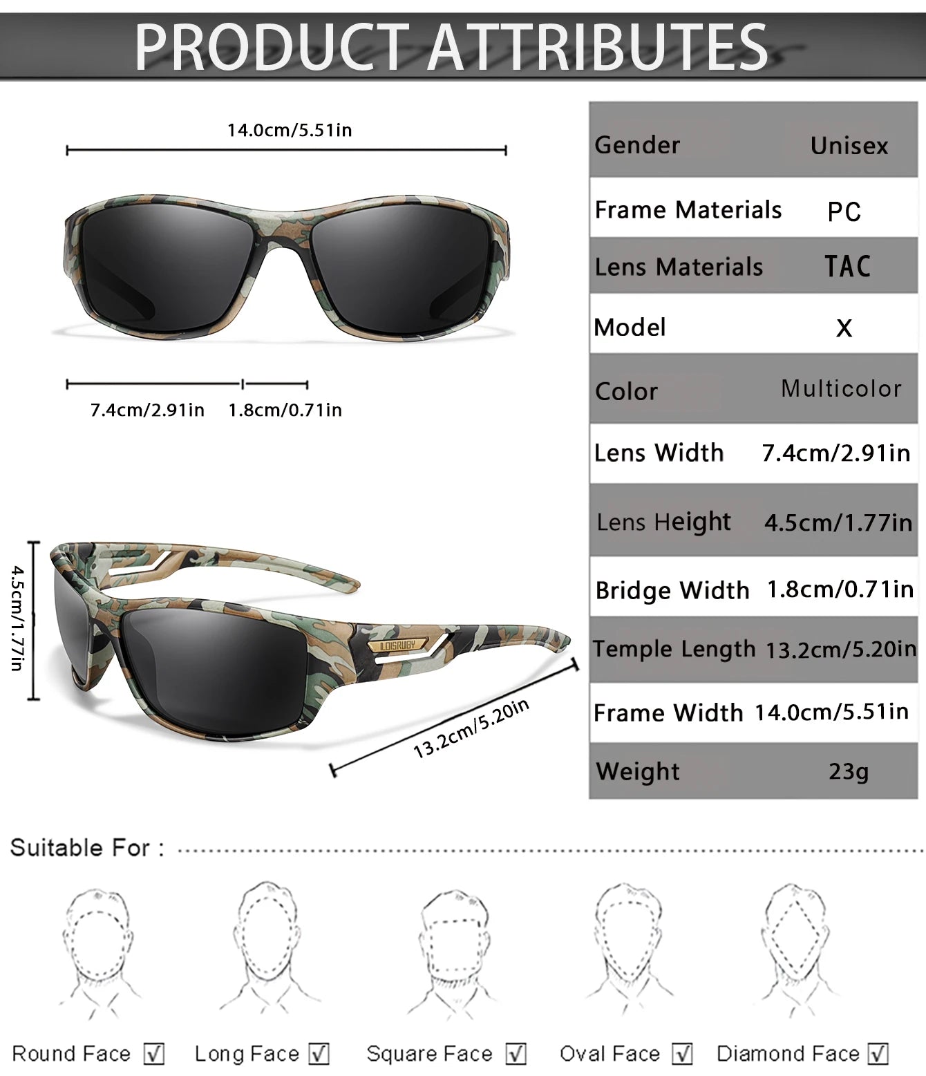 3 Pairs Polarized Fishing Sunglasses Men Camo Military Style UV400 For Cycling Riding, Running, Fishing And Driving