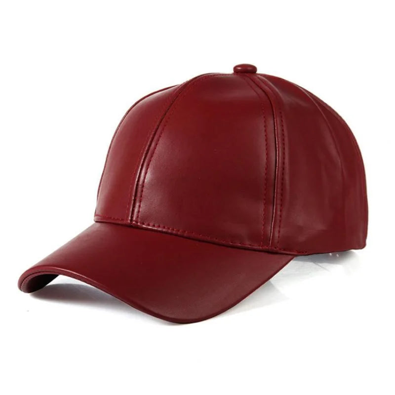 1PC Unisex Solid Men Women Baseball Cap PU Leather HIP HOP Snapback Caps Hats for Men Baseball Caps Black Adjustable Hat