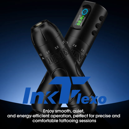 EZ Inkflexo 2.2-4.2mm Adjustable Stroke Wireless Tattoo Machine Pen Coreless Motor with 20pcs REVO Cartridge Tattoo Needles Kits