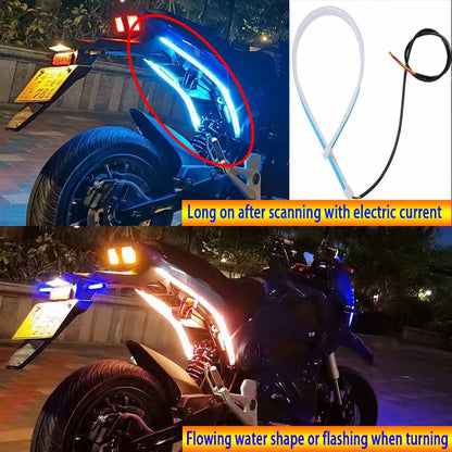 1 Pair Motorcycle Flowing Turn Signal Light Strip,Rear Tail Light Startup Scan, Flowing Signal Light,Modified Atmosphere Light