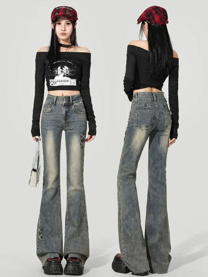 Retro High-waisted Flared Jeans Women's 2025 Summer Thin New Slim-fit Pants