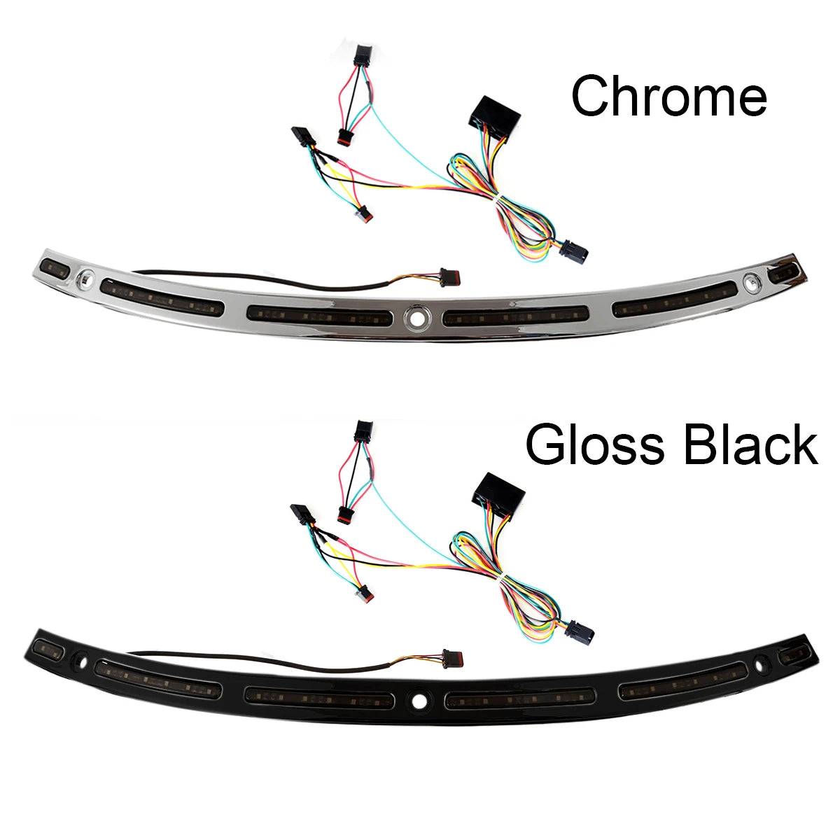 LED Chrome Gloss Black White Amber Windshield Trim For Harley Touring Street Glide FLHX 2014-2023