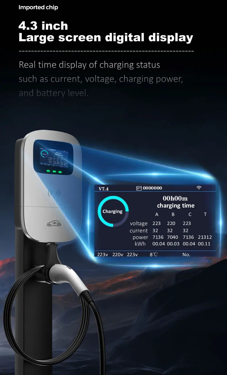 JIGU Type2 Electric Vehicle Charging Station 3 Phase 380V Type 2 EV Charger Charger APP WIFI 22KW Wallbox 5 meters Electric Car