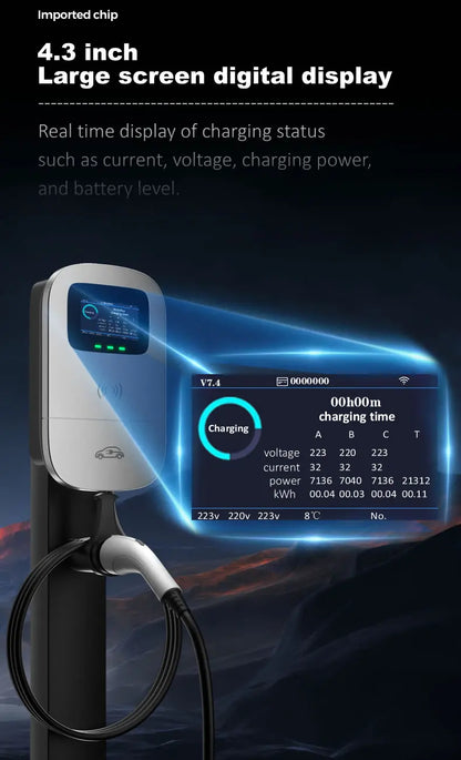 JIGU Type2 Electric Vehicle Charging Station 3 Phase 380V Type 2 EV Charger Charger APP WIFI 22KW Wallbox 5 meters Electric Car