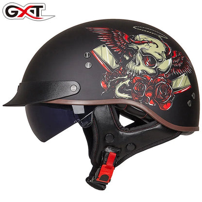 Retro Half Helmet Motorcycle Cruiser Helmet German Style Vintage Casco Moto Open Face Chopper Biker Pilot DOT Capacetes Para