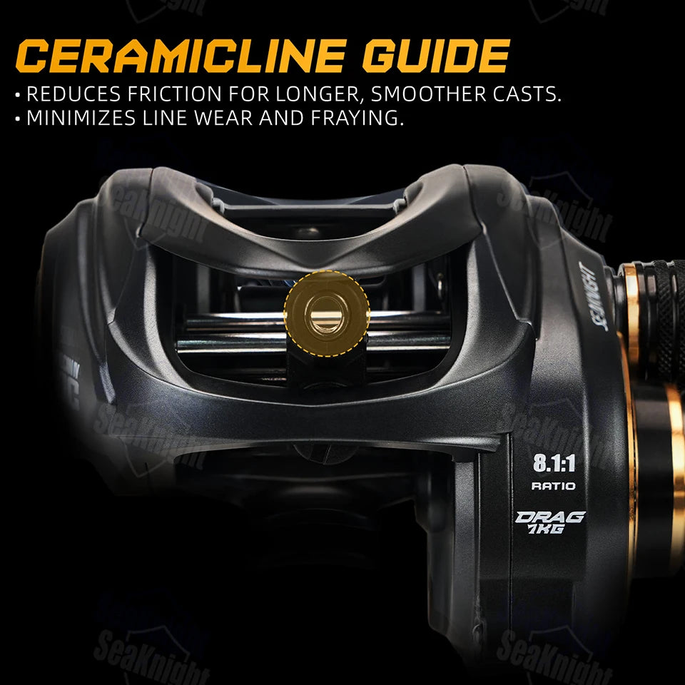 SeaKnight Brand FALCAN IV DC 8.1:1 Series Baitcasting 10+1BB Carbon Fiber Drag System 7kg/15lbs Brass Gear Power Fishing Reel