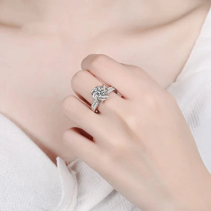 18K White Gold 1-2 Carat Moissanite Ring for Women Platinum Pt950 Spinning Rose Romantic Ring Luxury Wedding Bands Fine Jewelry