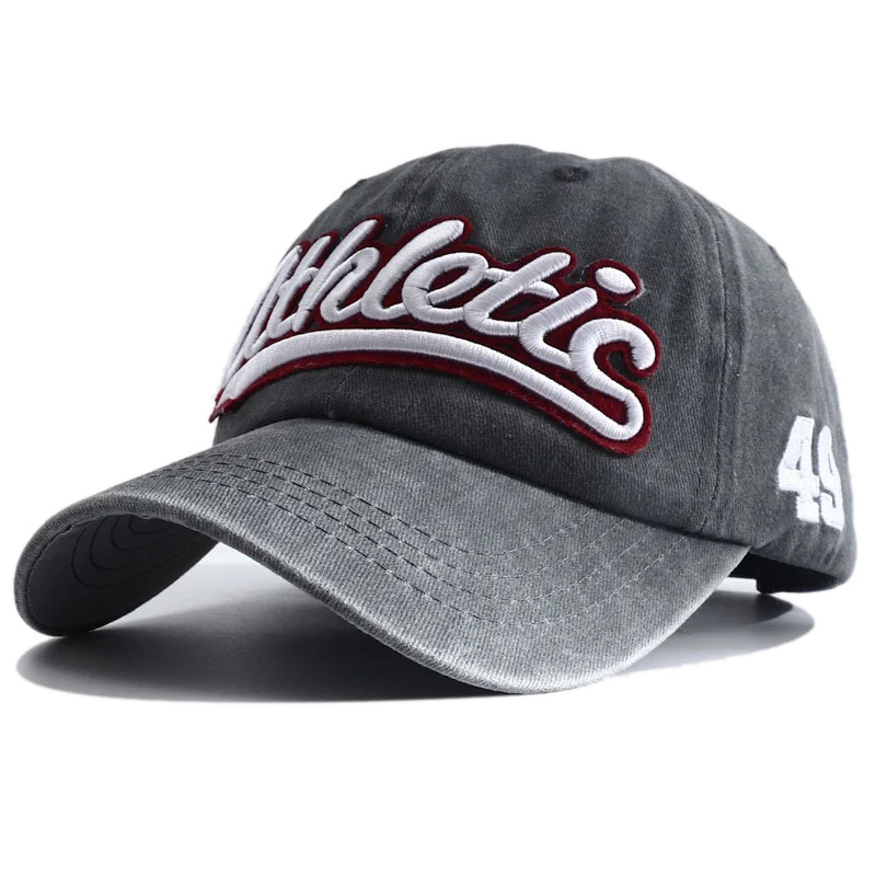 Athletic Letter Embroidery Baseball Cap Retro Washed Cotton Peaked Hat Hip Hop Trucker Dad Caps Fashion Sun Hats for Women Men