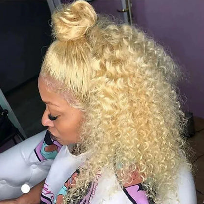 613 Honey Blonde 13x6 HD Lace Frontal Wig Human Hair Curly 10inch Deep Wave Brazilian bob Colored 13x4 Lace Front Wigs For Women