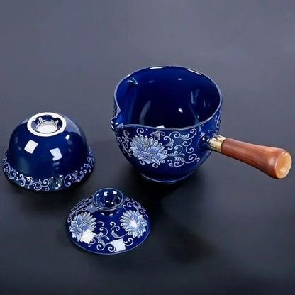 New Style Ceramic Glass Teapot Chinese Gongfu Tea Pot 360 Rotation Tea Maker  Automatic Single Pot   Teapot For Tea