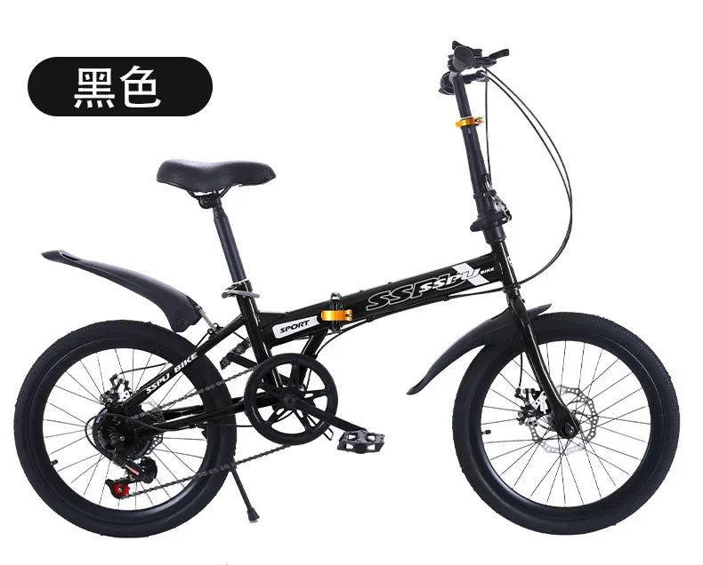 Folding Bike 20 Inch 7 Speed Disc Brake Portable Light Cycling Adult Kids Students Road Bicycle Men And Women Portable