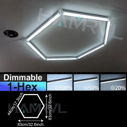 Hexagon Dimmable LED Ceiling Light Modern Honeycomb Panel with 3-Level Dimming 100%/50%/20% for Living Room Bedroom Salon Garage