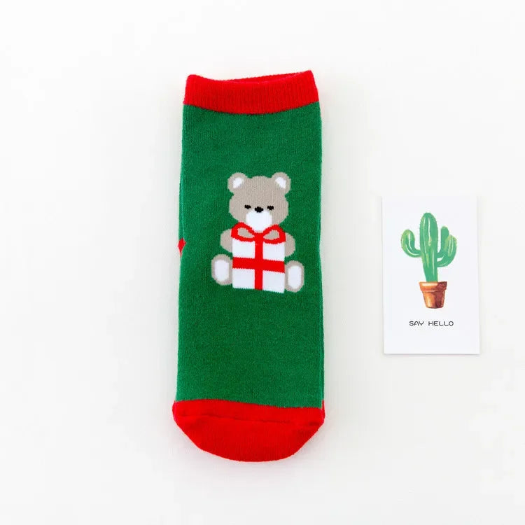2022 Hot Children's Christmas Terry Socks Plush Thick Warm Omfortable Cartoon Santa Snowflake Baby Boys and Girls Med Tube Sock