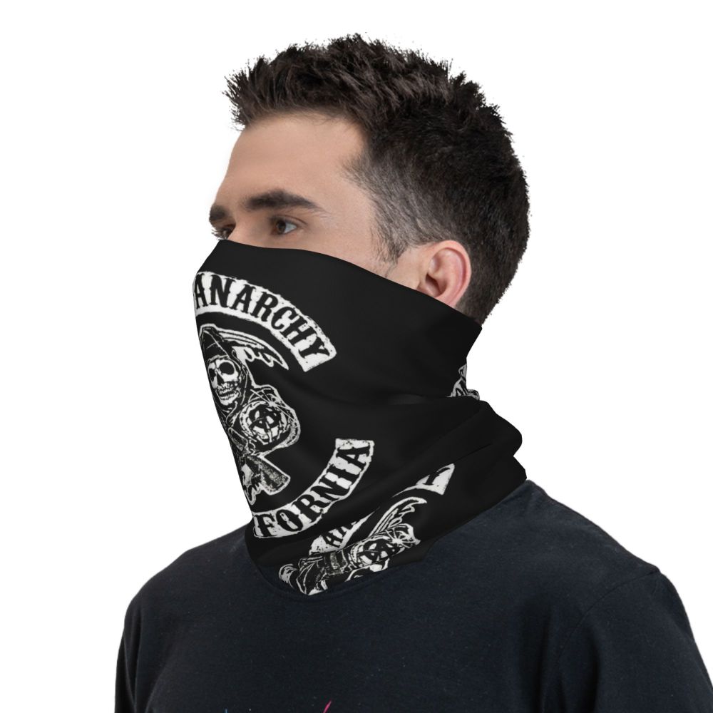 Custom 1 Percenter Essential Sons Bandana Neck Gaiter for Ski Camping Men Women Wrap Scarf TV Show Anarchy Headband Warmer