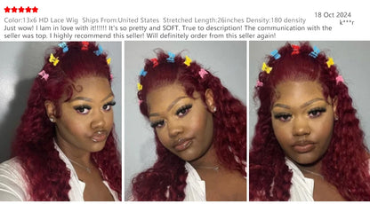Burgundy Wig Human Hair 99j 13x6 Deep Wave Lace Front Wigs Human Hair Pre Plucked HD Transparent Lace Frontal Wigs For Women