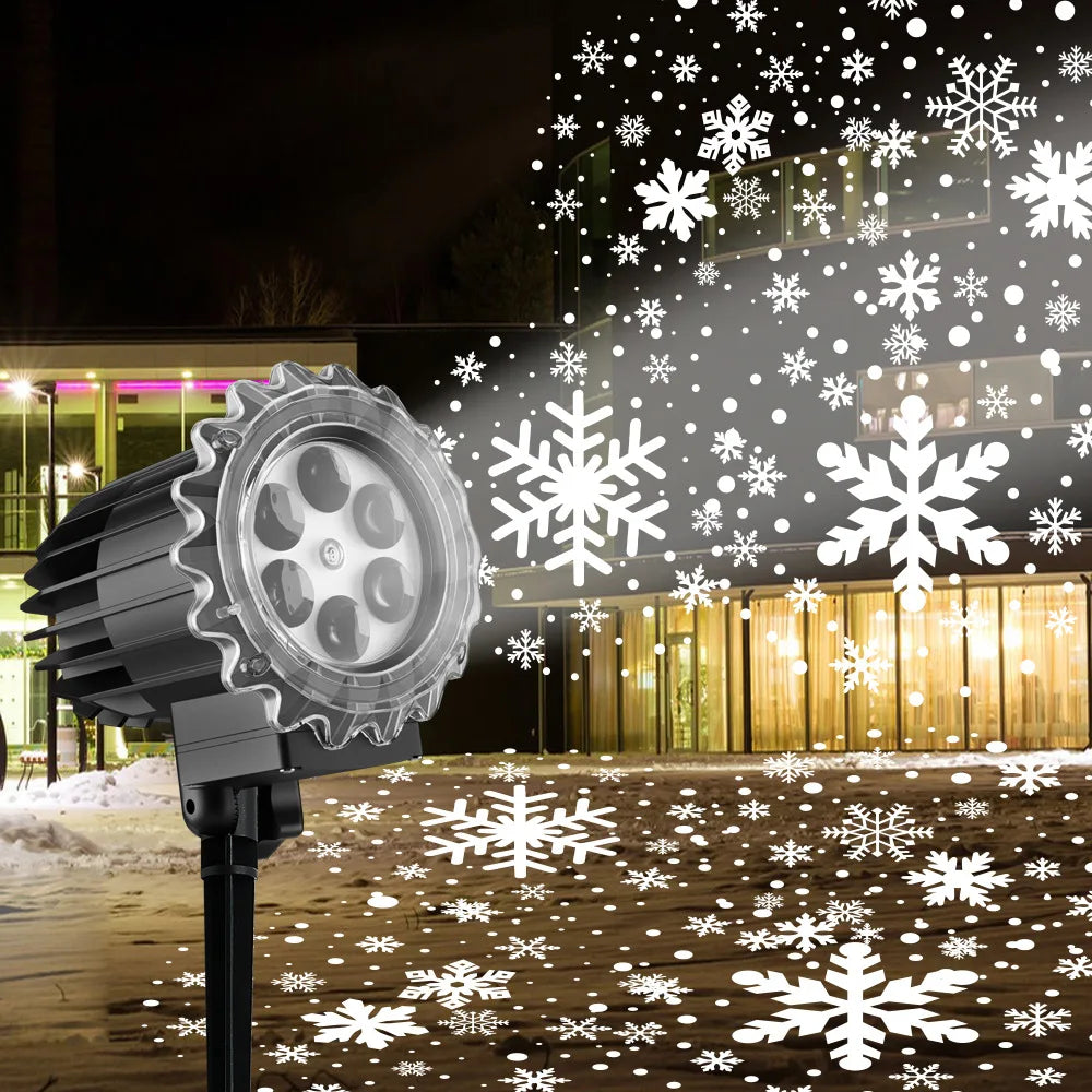 Christmas Snowfull Projection Dynamic Rotate Outdoor Snowflake Projector Lamp Party Waterproof Garden Christmas Decorations 2025
