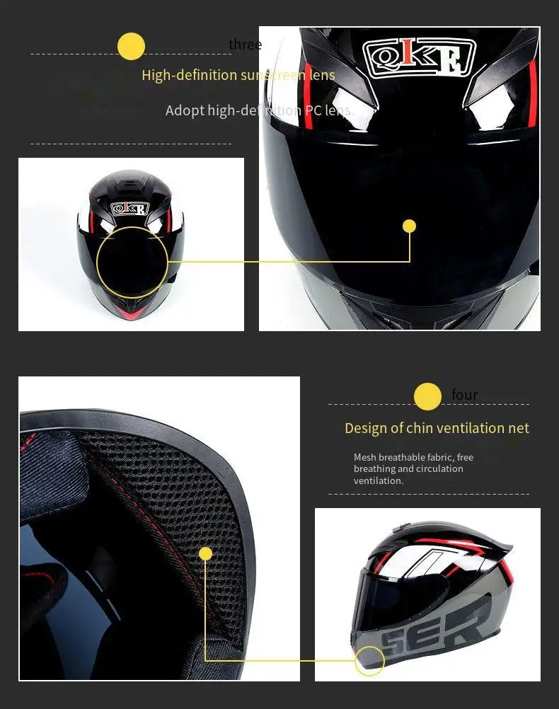 New Bluetooth motorcycle helmet for men and women, full coverage, anti-fog, full face motorcycle helmet