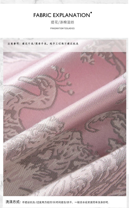 Luxury Beaded Pink Chinese Style Women's Top 2025 Loose Shoulder Embroidery Jacquard Elegant Fashion Blouse Outerwear
