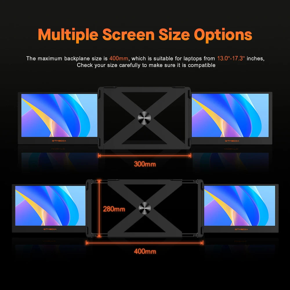 GTMEDIA 11.6Inch Portable Monitor 1920*1080 IPS FHD Triple Dual Extender Screen Full View Fold Display For 13.0-17.3Inch Laptops