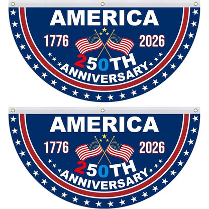250th Anniversary 2-Piece 1.5x3 ft Patriotic Banners, 1776-2026, 4th of July Decorations, Indoor/Outdoor, American Independence