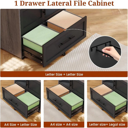 63 Executive Desk with Mobile File Cabinet for Large Office Spaces Modern L-Shaped Workstation with Built-in Power Outlets Inte