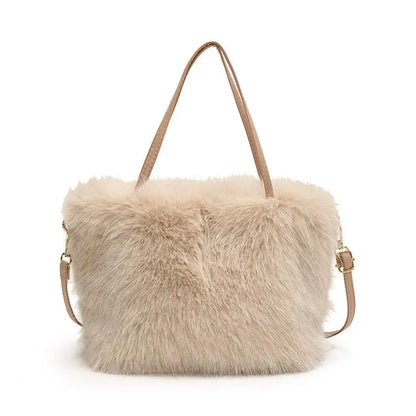 Fahion Faux Fur Tote Bag Women's Bucket Plush Luxury Design Ladies Handbags Winter Crossbody Shoulder Bags