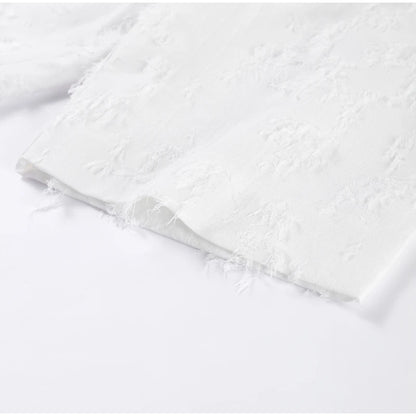 Elegant Fringe Skirts Sets 2 Pieces Women Lapel Buttons Long Sleeve Blouses Pleated A-line Long Skirts 2025 Summer Chic Outfits