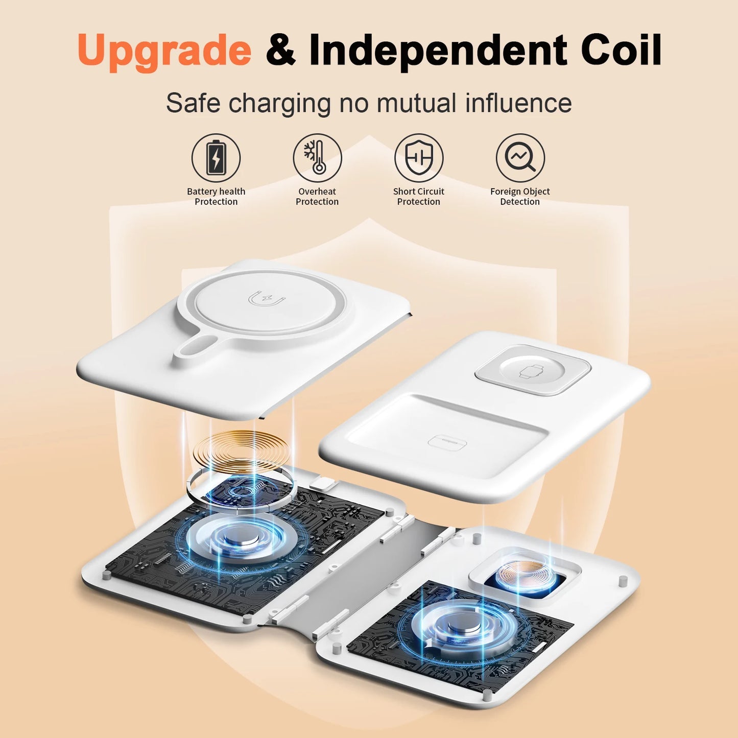 15W Wireless Chargers Magnetic 3 in 1 Foldable Stand Pad Dock Fast Charg Travel iPhone17 16 15 14 13 Pro Max Apple Watch Airpod