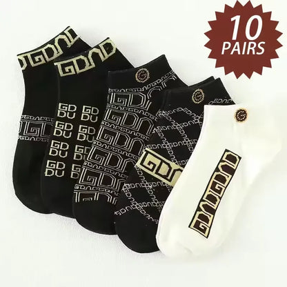 5/10 pcs Men's Thin Breathable Low-Cut Socks - Anti-Odor, Moisture-Wicking, Lightweight, Comfortable & Versatile for Daily Wear