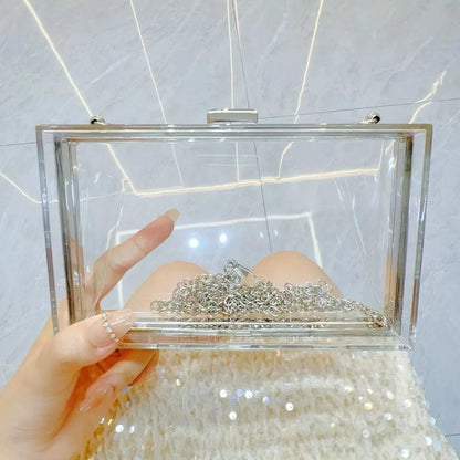 2025 New Clear Acrylic Small Flap Shaped Bags Women Trendy Chain Shoulder Crossbody Bags Women's Niche Design Novelty Purse