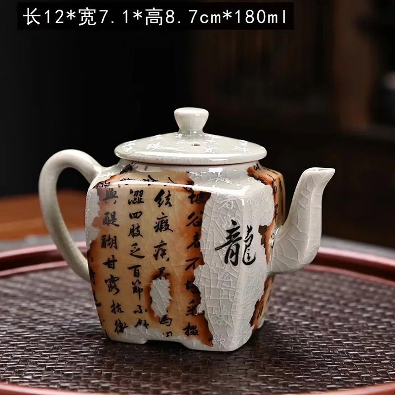 Vintage Teapot Ceramic Dragon Tea Kettles Home Office Kungfu Teaware Cups Set Chinese Tea Infuser Handmade Teacups