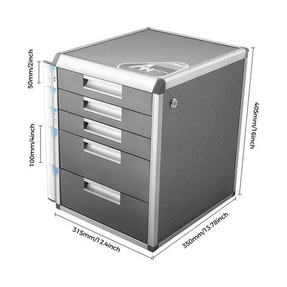 Lockable 5-Drawer Document Storage Box, Security File Organizer with Keys for Office Home Study, Grey