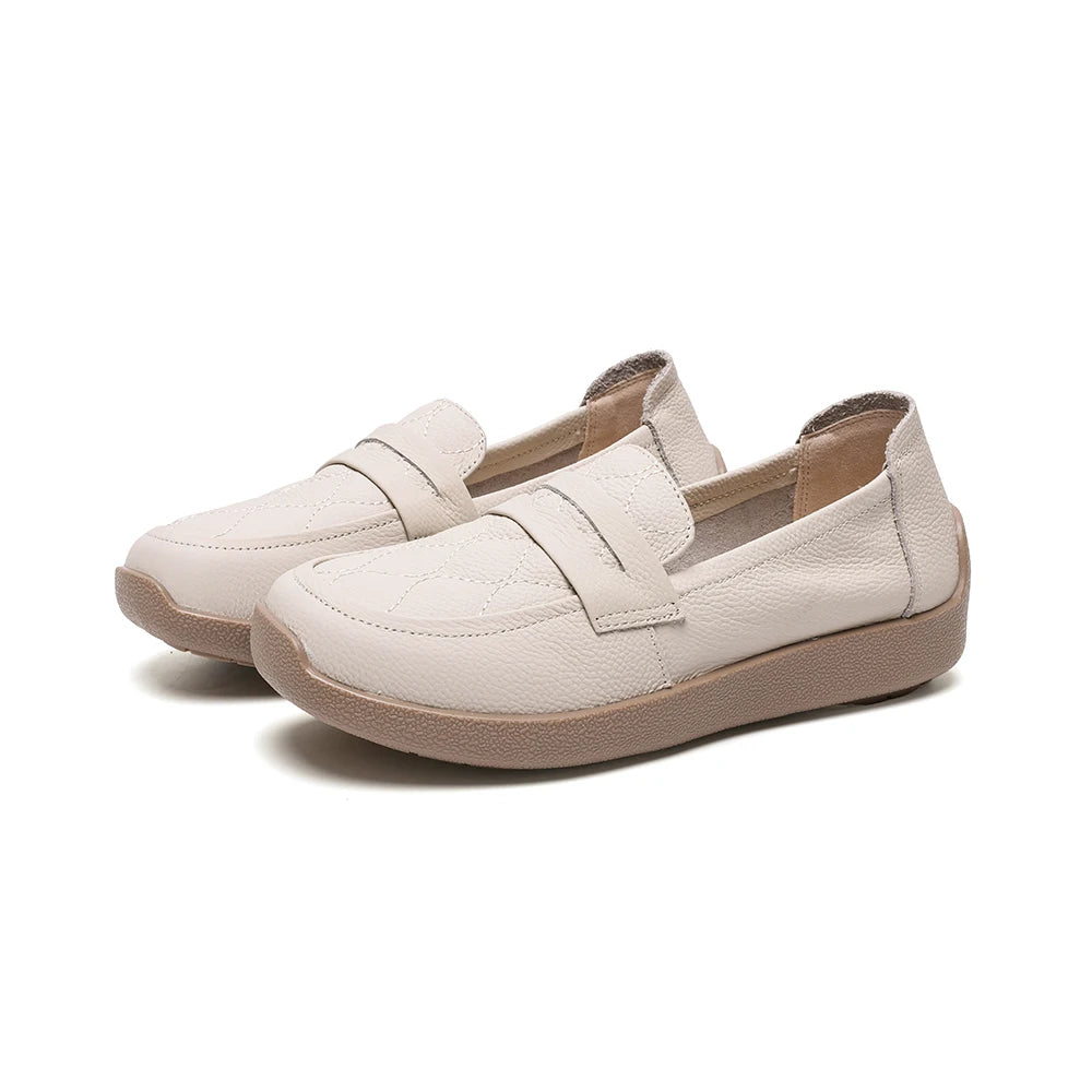 AIYUQI Women Genuine Leather Loafers Flat Slip‑on Comfort Mother Shoes Casual Ladies Moccasins Daily Walking Shoes Women