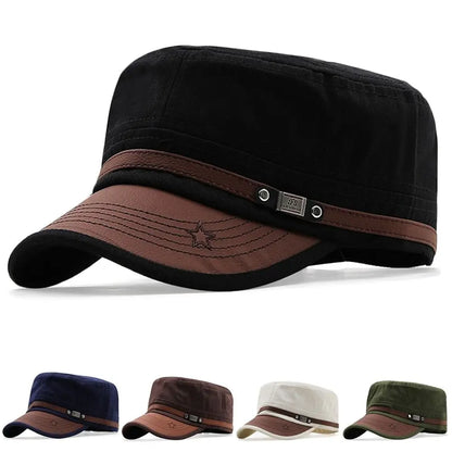 1Pc Unisex Army Hat Baseball Cap Cotton Hat Breathable Combat Fishing Flat Top Spring Summer Adjustable Sun Cap