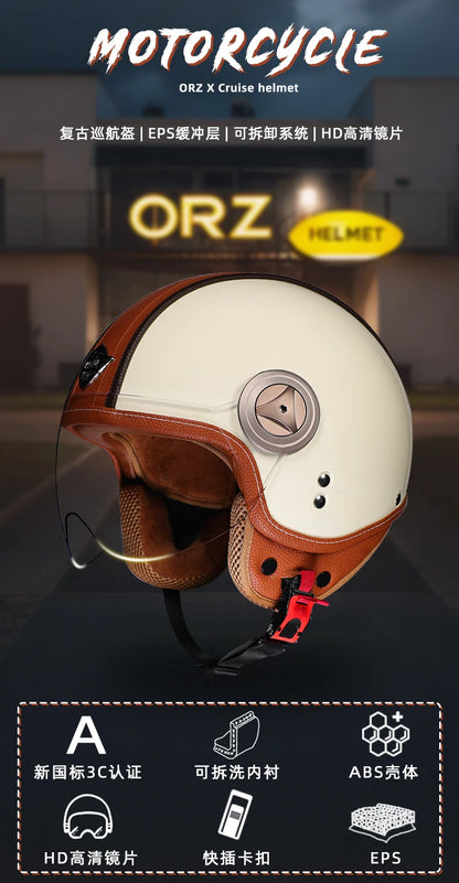 2025 high-quality semi covered motorcycle helmet with fashionable leather wrapping and cascos para motos suede lining capacetes