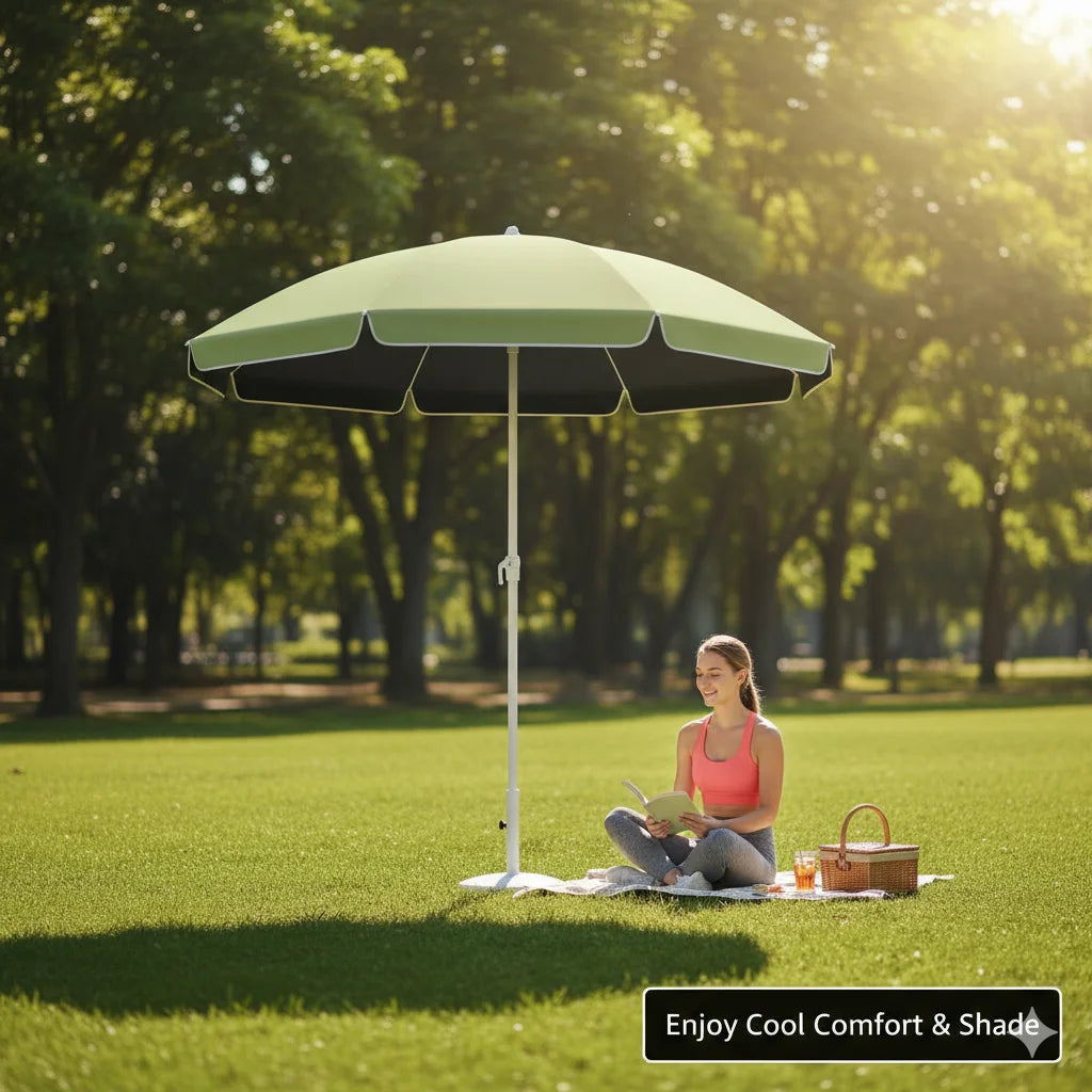 Outdoor Fashionable Olive Green Black Glue Decorative Sunshade Umbrella Portable for Courtyard Beach without Base