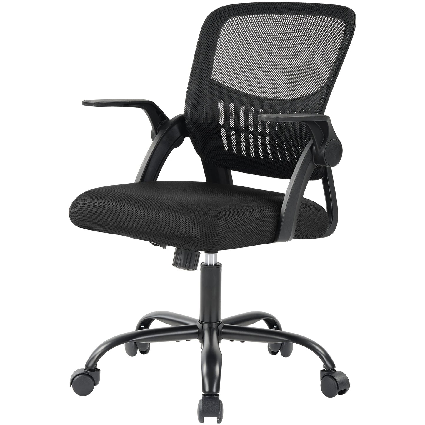 MCQ Ergonomic Mid Back Flip-up Armrest Office Desk Chair with Lumbar Support Height Adjustable 360° Swivel Computer Gaming Chair